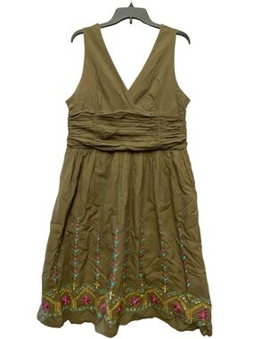 FreeStyle Sleeveless Boho Surplice Embroidered Midi Dress XL